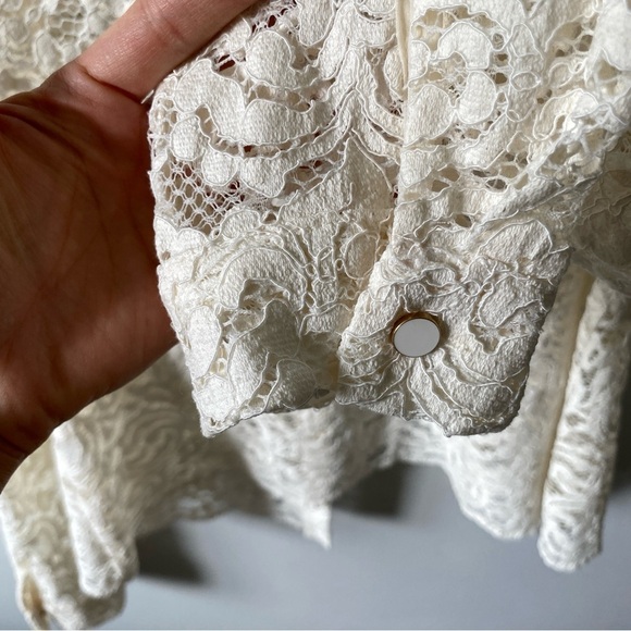 ZARA Cream Ivory Lace Button Down Polo Jacket size XS - Picture 6 of 11